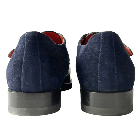 Santoni Suede and Leather Double Monkstrap Oxfords | 38.5 (8.5) - Picture 8 of 15